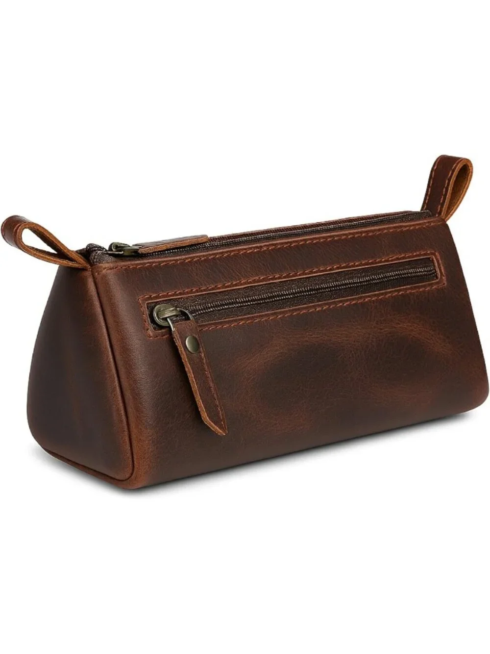Genuine Leather Makeup Bag for Women – Travel Cosmetic Pouch, Toiletry